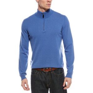 Mette Mens  Cashmere 1/4-Zip Mock Neck Sweater, Blue